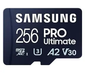 Samsung Micro SDXC PRO Ultimate 256 GB + Adapter / UHS-1 / Klasse 10 / U3 / Lesen: 200 MBit/s / Schreiben: 130 MBit/s