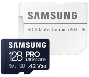 Samsung Micro SDXC PRO Ultimate 128 GB + SD-Adapter / UHS-1 / Klasse 10 / U3 / Lesen: 200 MBit/s / Schreiben: 130 MBit/s
