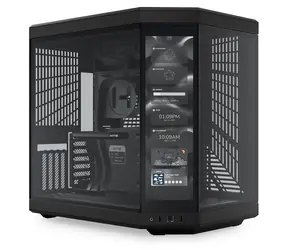 Hyte Y70 Touch schwarz / E-ATX / 1x USB-C 3.2 / 2x USB-A 3.2 / ohne Stromquelle / Display / transparente Seite