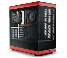 Hyte Y40 TG schwarz-rot / ATX / 2x USB-A 3.0 / 1x USB-C 3.2 / 2x 120mm / ohne Netzteil / transparente Seite 