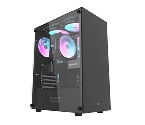 darkFlash DK100 schwarz / ATX / ohne Lüfter / 3x USB-A / transparente Seite / ohne Netzteil 