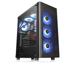 Thermaltake V200 TG RGB schwarz / ATX / 1x USB-A 3.0 / 2x USB-A 2.0 / 4X 120mm RGB / ohne Stromquelle / transparente Seite