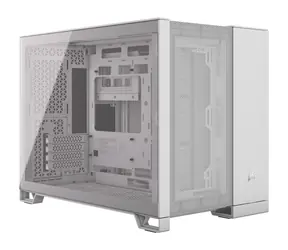 Corsair 2500D Airflow weiß / mATX / 2x USB-C 3.2 / 1x USB-A 3.2 / ohne Netzteil / transparente Seite