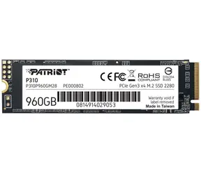Patriot P310 960 GB / SSD / M.2 2280 / PCIe Gen3 / R: 2100 MBit/s / W: 1800 MBit/s / 3 Jahre