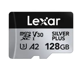 Lexar Professional SILVER PLUS microSDXC 128 GB / Lesen: 205 MBit/s / Schreiben: 150 MBit/s / UHS-I / V30