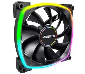 Montech AX140 PWM ARGB schwarz / 140mm / 27,9 dB @ 1600 RPM / 90,5 CFM / 4-Pin PWM + 3-Pin