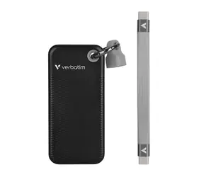 Verbatim Pocket SSD, externes Laufwerk, 2 TB, Schwarz / USB-C 3.2 Gen 2 / R: 1000 MB/s / W: 1000 MB/s 