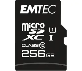 EMTEC microSD EliteGold 256GB + Adapter / UHS-I U1 / Lesen: 90MBs / Schreiben: 20MBs