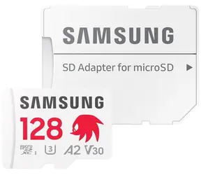 Samsung PRO PLUS Sonic the Hedgehog microSDXC 128 GB + SD-Adapter / UHS-1 / Klasse 10 / U3 / Lesen: 180 MB/s / Schreiben: 130 MB/s