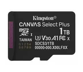 Kingston Canvas Select PLUS Gen3 microSDXC 1TB / UHS-I V30 / U3 / Klasse 10 / Lesen: bis zu 150MBs / Schreiben: bis zu 150MBs