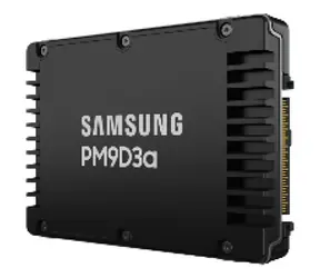 Samsung PM9D3a 3,84 TB / 2,5 Zoll / PCI Express 5.0 NVMe / R: 12.000 MB/s / W: 6.000 MB/s / IOPS: 2.000.000 und 250.000 / 5 Jahre 