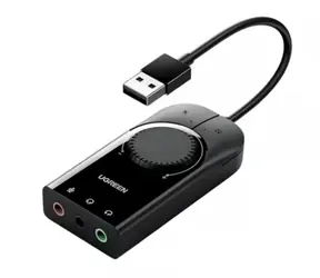 Ugreen CM129 Externe USB-Soundkarte, schwarz / 3x 3,5-mm-Klinkenbuchse 
