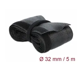DeLock Geflochtene Klettverschluss-Ummantelung schwarz / 5 m x 32 mm