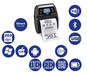 TSC Aplha-4L Tragbarer DT-Barcodedrucker / 203 dpi / Registrierkasse / Thermodrucker / BT / WLAN / USB