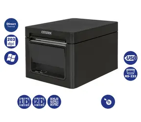 Citizen CT-E351 (RS-232) schwarz / Registrierkasse / 83 mm / Thermodrucker / 203 dpi / USB / RS232 / Schneidegerät / Quelle / schwarz