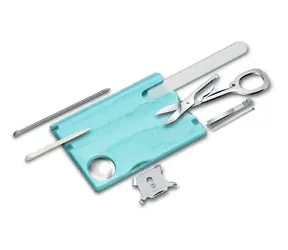 VICTORINOX SWISSCARD Nagelpflege blau-transparent / Multifunktionskarte / 13 Funktionen / Abmessungen 82 x 45 mm