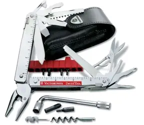 VICTORINOX SWISSTOOL CS PLUS / Multifunktionswerkzeug / Stahl / Anzahl Funktionen 37 / Länge 115 mm / Lederetui