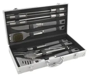 Cattara Grillbesteck GREY LINE, 11-teiliges Set im Aluminiumkoffer / Sonderangebot