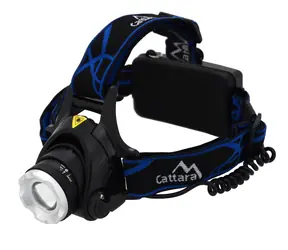 Cattara Stirnlampe LED 570lm ZOOM schwarz / CREE XM-L 6W / 2x 3,7 V Batterie / IP44