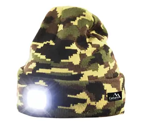 Cattara ARMY-Kappe mit LED-Taschenlampe, USB-Aufladung / 4x45lm LED / 250 mA 