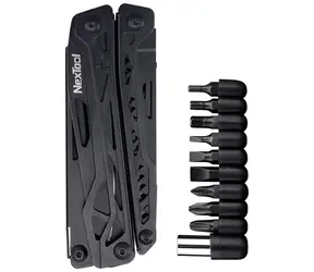 Nextool NE20151 BlackKnight + Bit-Set schwarz / Multifunktionszange / 11 Werkzeuge