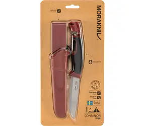 Morakniv Companion Spark rot / Outdoormesser mit Feuerstein / Edelstahl / Klinge 10,4 cm / Kunststoffgehäuse