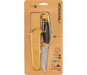 Morakniv Companion Spark gelb / Outdoormesser mit Feuerstein / Edelstahl / Klinge 10,4 cm / Kunststoffgehäuse