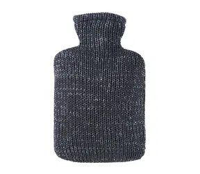 Hugo Frosch Klassische Wärmflasche mit Lurex-Strickbezug - Anthrazit