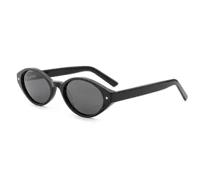 VeyRey Damen-Sonnenbrille im Cat-Eye-Stil aus Acetat, polarisiert, schwarz, Rahmen und Gläser.