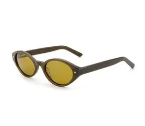 VeyRey Damen-Sonnenbrille im Cat-Eye-Stil aus Acetat, polarisiert, braunes Gestell, gelbe Gläser