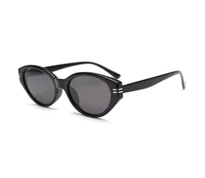VeyRey Damen-Sonnenbrille im Cat-Eye-Stil, polarisiert, Hupi, schwarzer Rahmen, schwarze Gläser