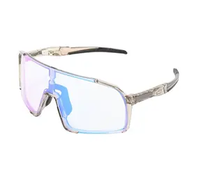 VeyRey Kinder-Sportsonnenbrille Ogharod, photochrom, transparent-graues Gestell, blaue Gläser