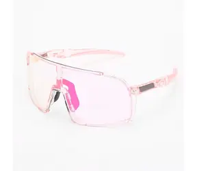 VeyRey Kinder-Sportsonnenbrille mit photochromen Gläsern, Wegub transparent-rosa Rahmen, rosa Gläser