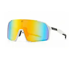 VeyRey Kinder-Sportsonnenbrille, Wegub, weißes Gestell, goldene Gläser