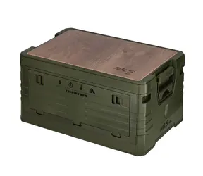 NILS Camp NCB4002 Faltbox 2-in-1 mit Deckel und Holzplatte, 32 l, grün