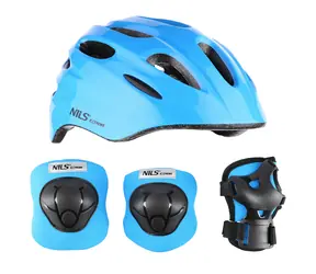 NILS Extreme MTW01+H210 Helm mit Protektoren blau