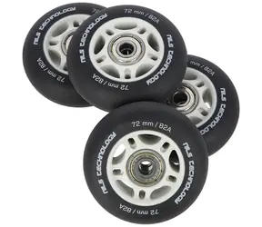 NILS Extreme PU 72x24 82A Mattrollen mit ABEC 9 Kugellagern, schwarz, 4 Stück
