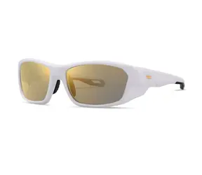 VeyRey Sports polarisierte Sonnenbrille, Borned White Rahmen, Gold Gläser
