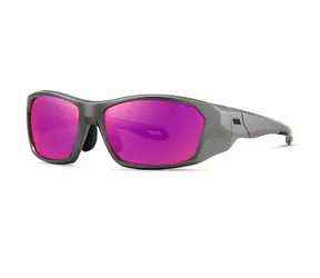 VeyRey Sports polarisierte Sonnenbrille, Borned Gray Rahmen, Pinke Gläser