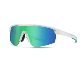VeyRey Sports polarisierte Sonnenbrille, Monoal weißer Rahmen, grüne Gläser