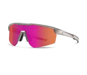 VeyRey Sports polarisierte Sonnenbrille, einfarbig grauer Rahmen, rosa Gläser