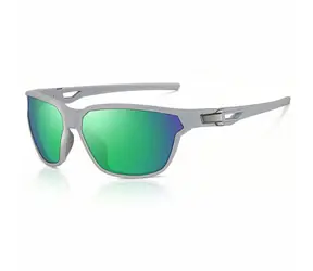 VeyRey Sports polarisierte Sonnenbrille Nuf Grauer Rahmen Grüne Gläser