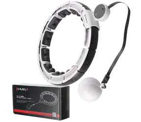 HMS HHM16 Massage-Hula-Hoop-Reifen mit Gewichten, Magneten und Thekenaufhängung, weiß