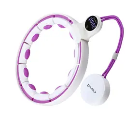 HMS HHM17 Massage-Hula-Hoop-Reifen mit Gewichten, Magneten und Zähler weiß/lila