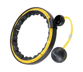 HMS HHM21 Massage-Hula-Hoop-Reifen mit Gewichten, Magneten und Zähler, schwarz/gelb