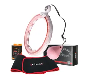 HMS HHM15 Massage-Hula-Hoop-Set mit Gewichten, Magneten und Zähler sowie Schlankheitsgürtel BR163 pink