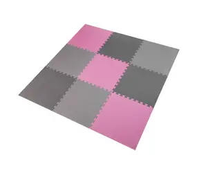 One Fitness MP10 Schutzmatte aus Puzzleteilen, rosa-grau