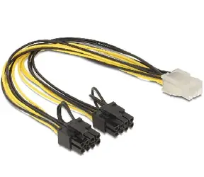 DeLock Kabel Netzteil PCI Express 6 Pin Buchse auf 2 x 8 Pin Stecker / 30cm