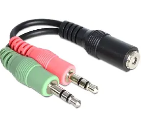 DeLock Adapter Klinke 3,5 mm 4 Pin Buchse > 2 x Klinke 3,5 mm 3 Pin Stecker