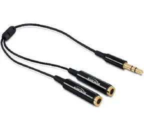 DeLock Adapter Klinke 3,5 mm Stecker - 2 x Klinke 3,5 mm Buchse / 25cm / schwarz